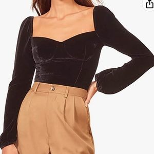 Velvet Long Sleeve Black Top